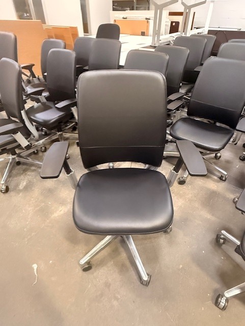Black Leather Steelcase Amia Chairs
