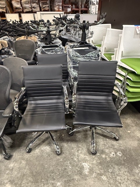 Black Ribbed Mid Back Conference Chairs