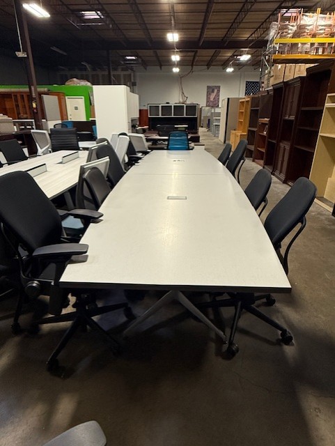 12' White Conference Table with Power