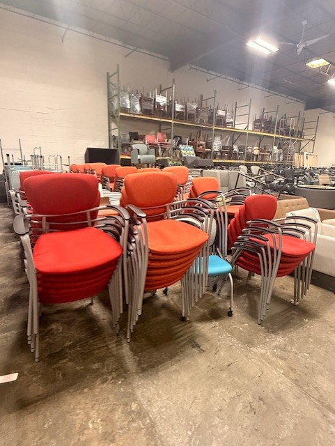 Caprice Stacking Side Chairs in Red and Orange