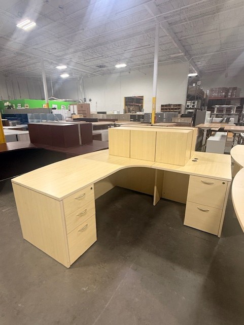 Bowfront Maple L-Desks