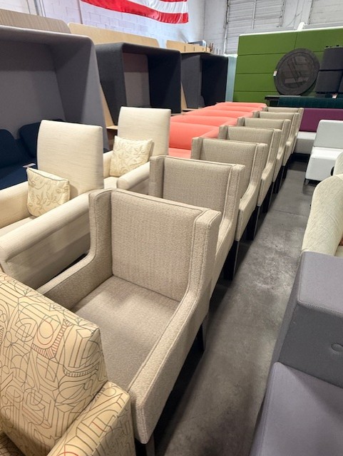 Beige Box Arm Chairs