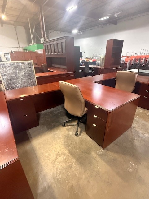 Cherry Veneer L-Desks