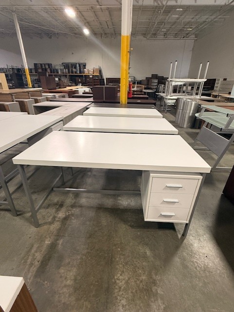 White Single Pedestal Desks