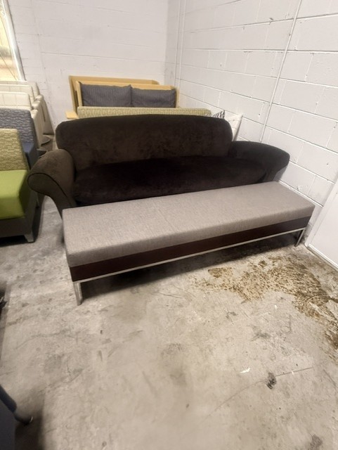 Gray Rectangular Bench