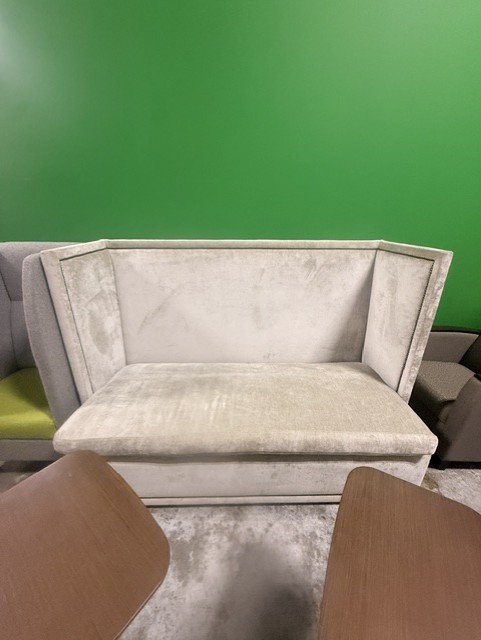 Gray Suede High Back Bench