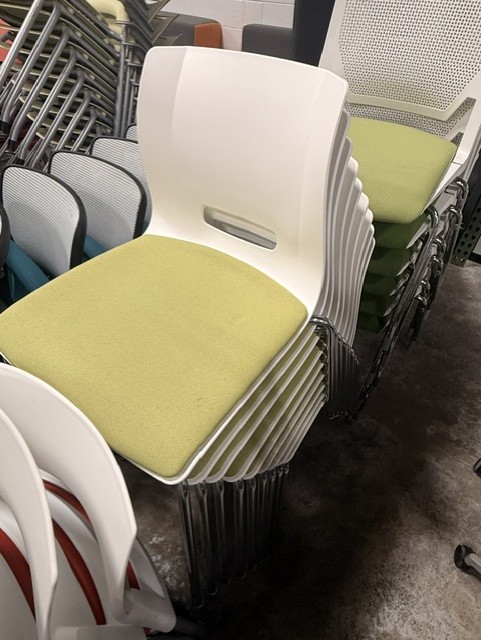Stacking Side Chairs with Light Green Seat
