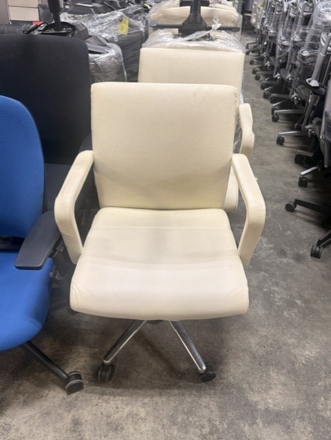 Keilhauer Cream Leather Conference Chairs
