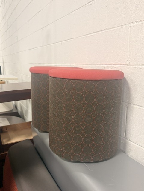 Cylinder Ottomans with Red Top
