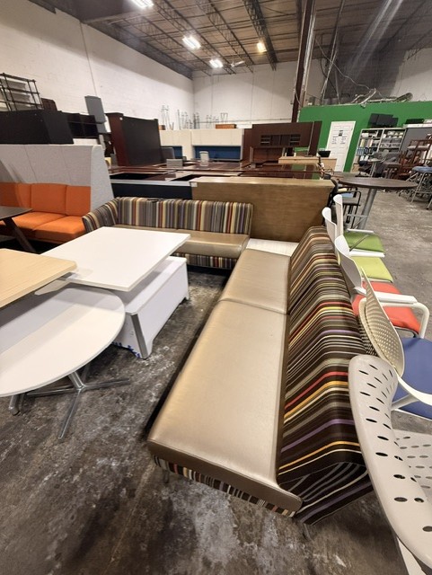 Benches with Striped Back and Champagne Seat