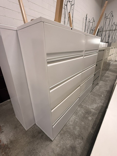 5-Drawer White Lateral Files