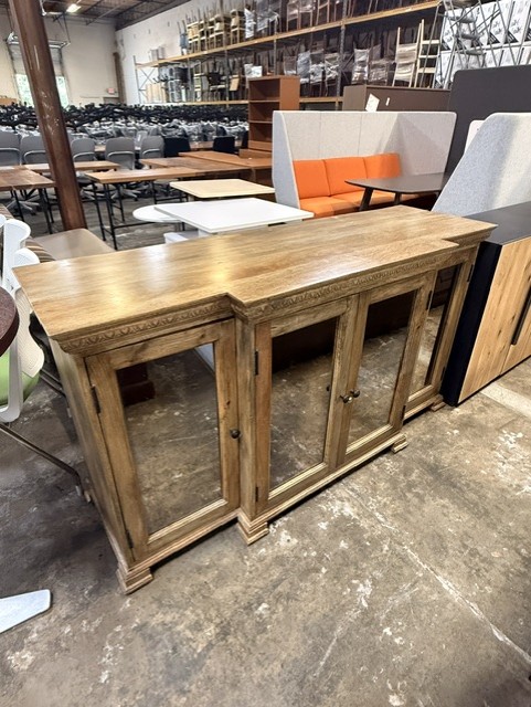 Wood Credenza with Mirrored Glass Doors